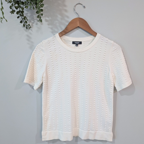 Premise Cream Ribbed Fitted Short Sleeve Tee - Picture 1 of 7